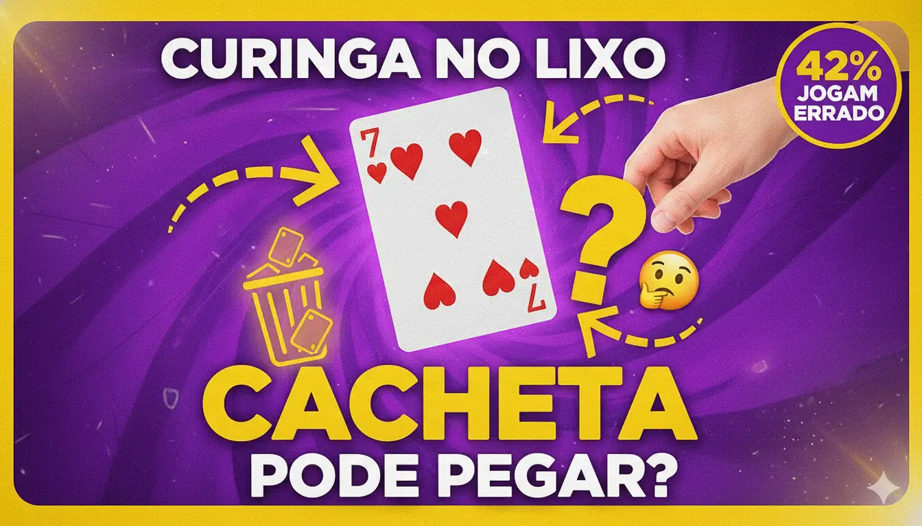 Curinga descartado na área de lixo durante partida de cacheta representando a polêmica da regra