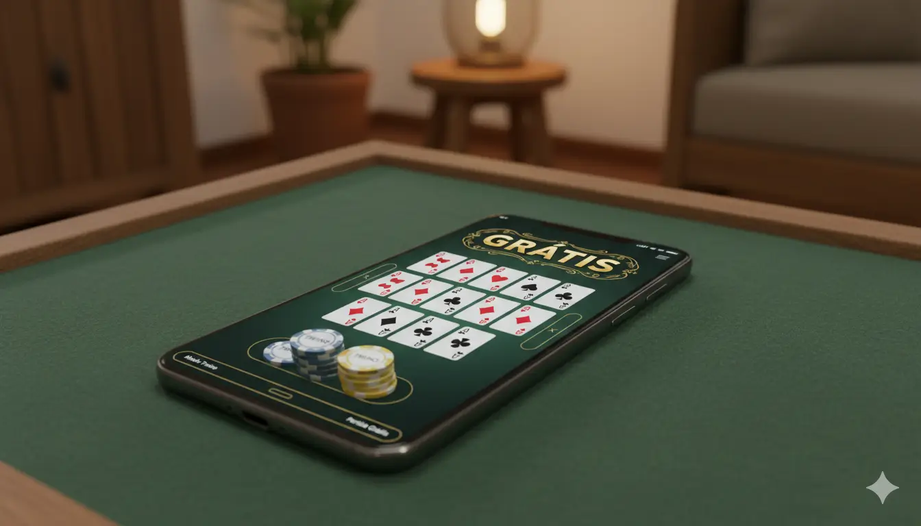 Tela de computador mostrando jogo de cacheta online grátis em modo treino